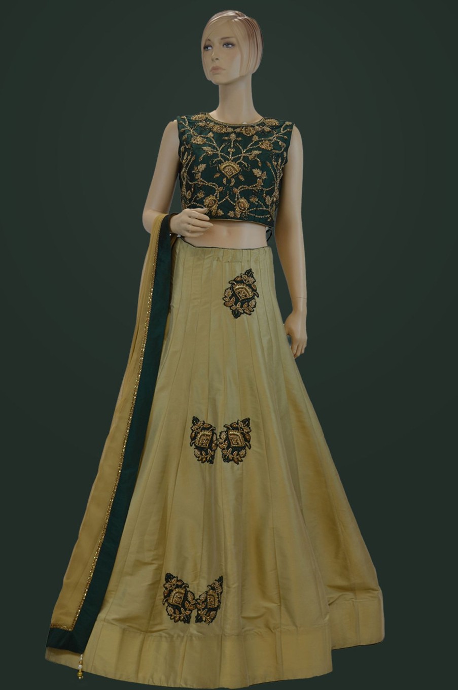 Women Palkhi | Green Color Lehengha Choli For Sangeet (D1050)