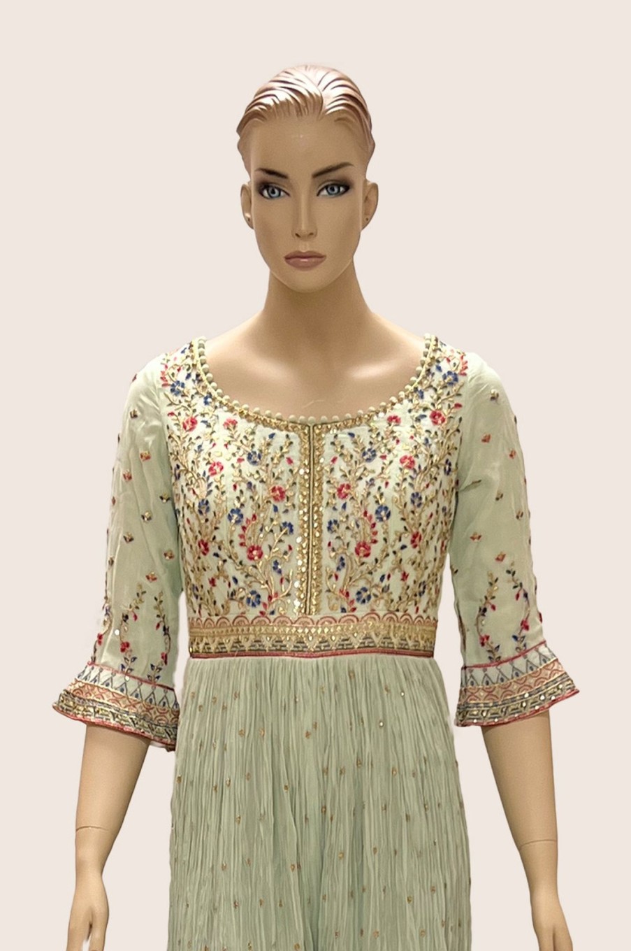 Women Palkhi | Parrot Green Color Palazzo Dress (D1295)