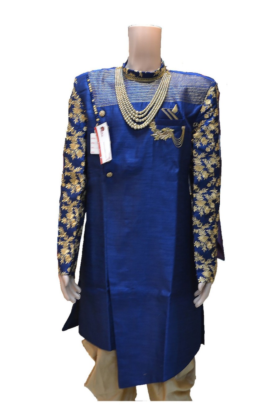 Men Palkhi | Blue Indo Western Sherwani (M0349A)