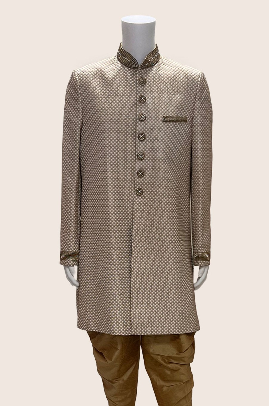 Men Palkhi | Light Brown Wedding Sherwani (M0407)