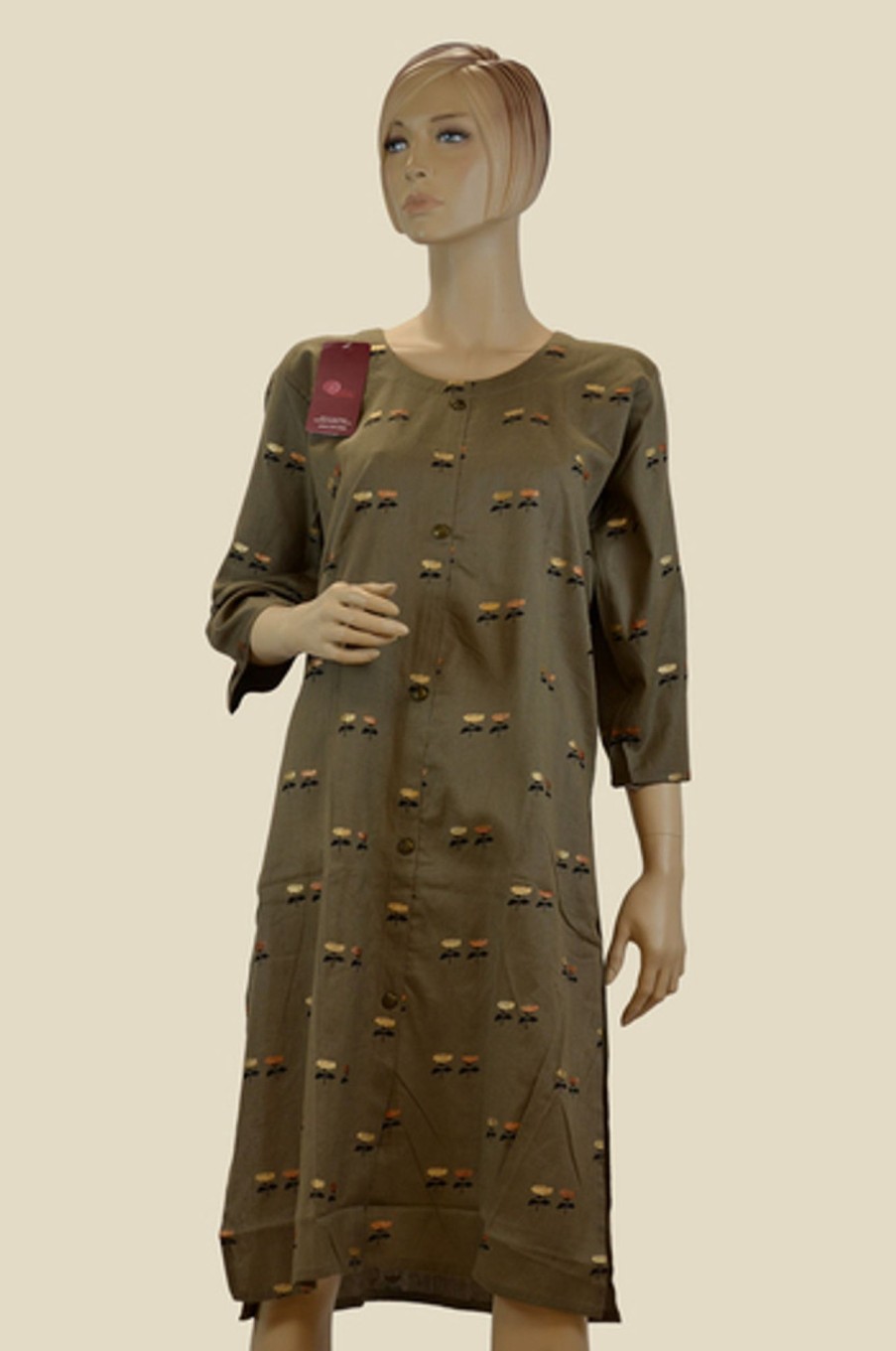 Women Palkhi | Brown Color Cotton Kurti (T0212)