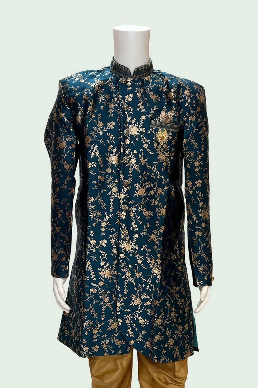 Men Palkhi | Teal Blue Semi Sherwani (M0524)