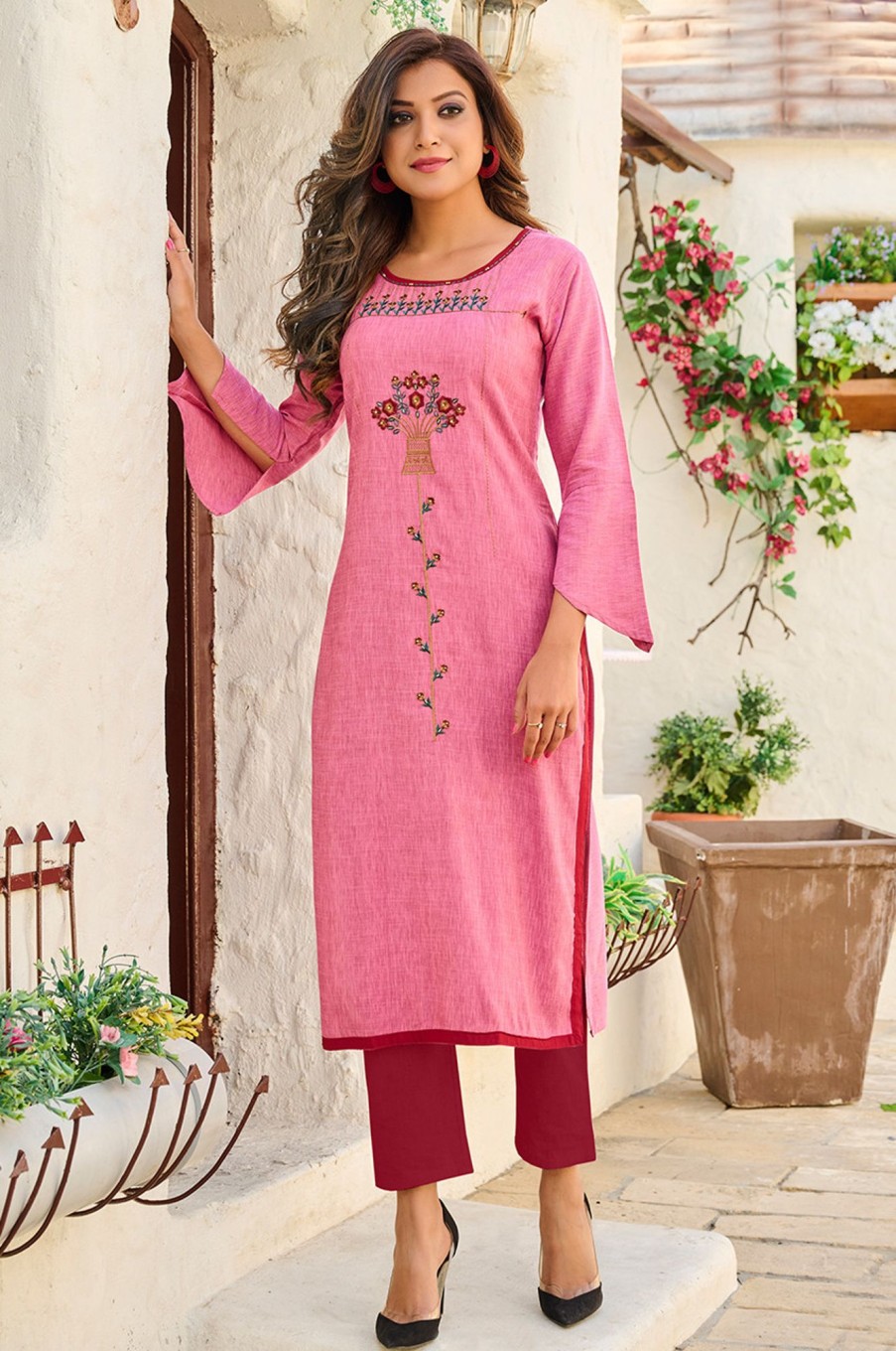 Women Palkhi | Pink Color Kurti (T0267)