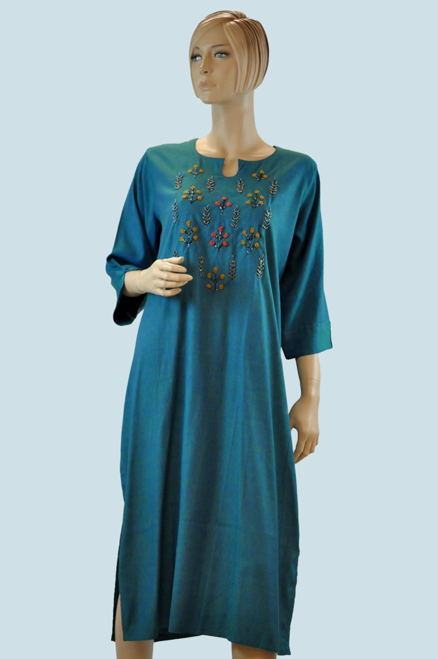 Women Palkhi | Teal Color Cottom Kurti (T0207)