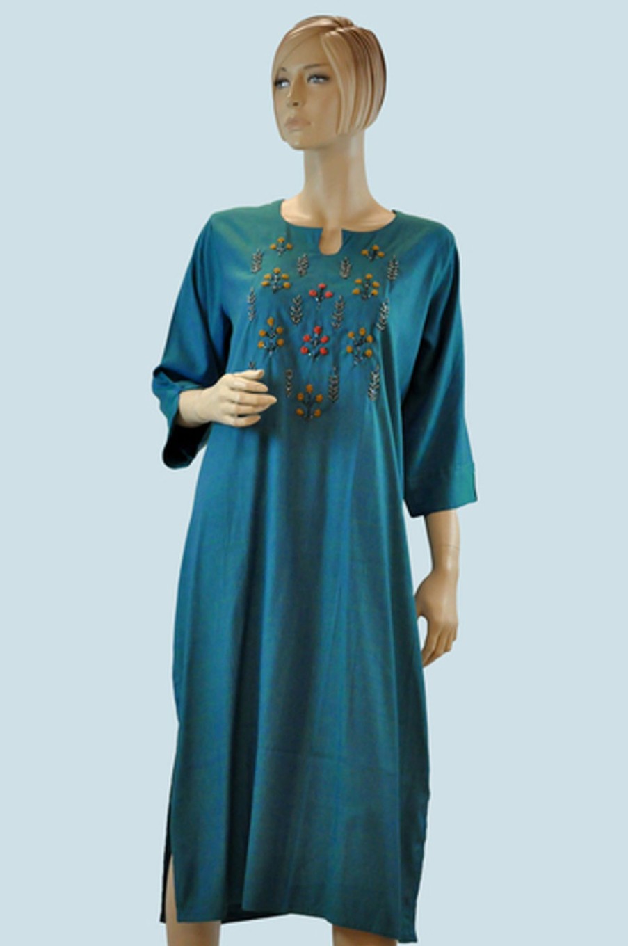 Women Palkhi | Teal Color Cottom Kurti (T0207)