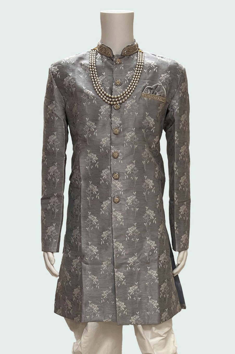 Men Palkhi | Grey Semi Sherwani (M0532)