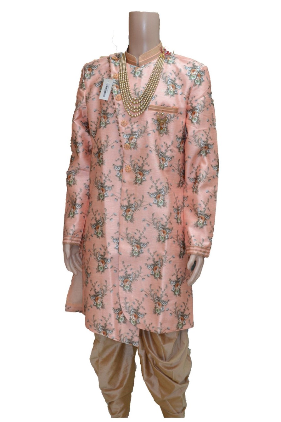 Men Palkhi | Peach Color Indo-Western Sherwani( M0359C)