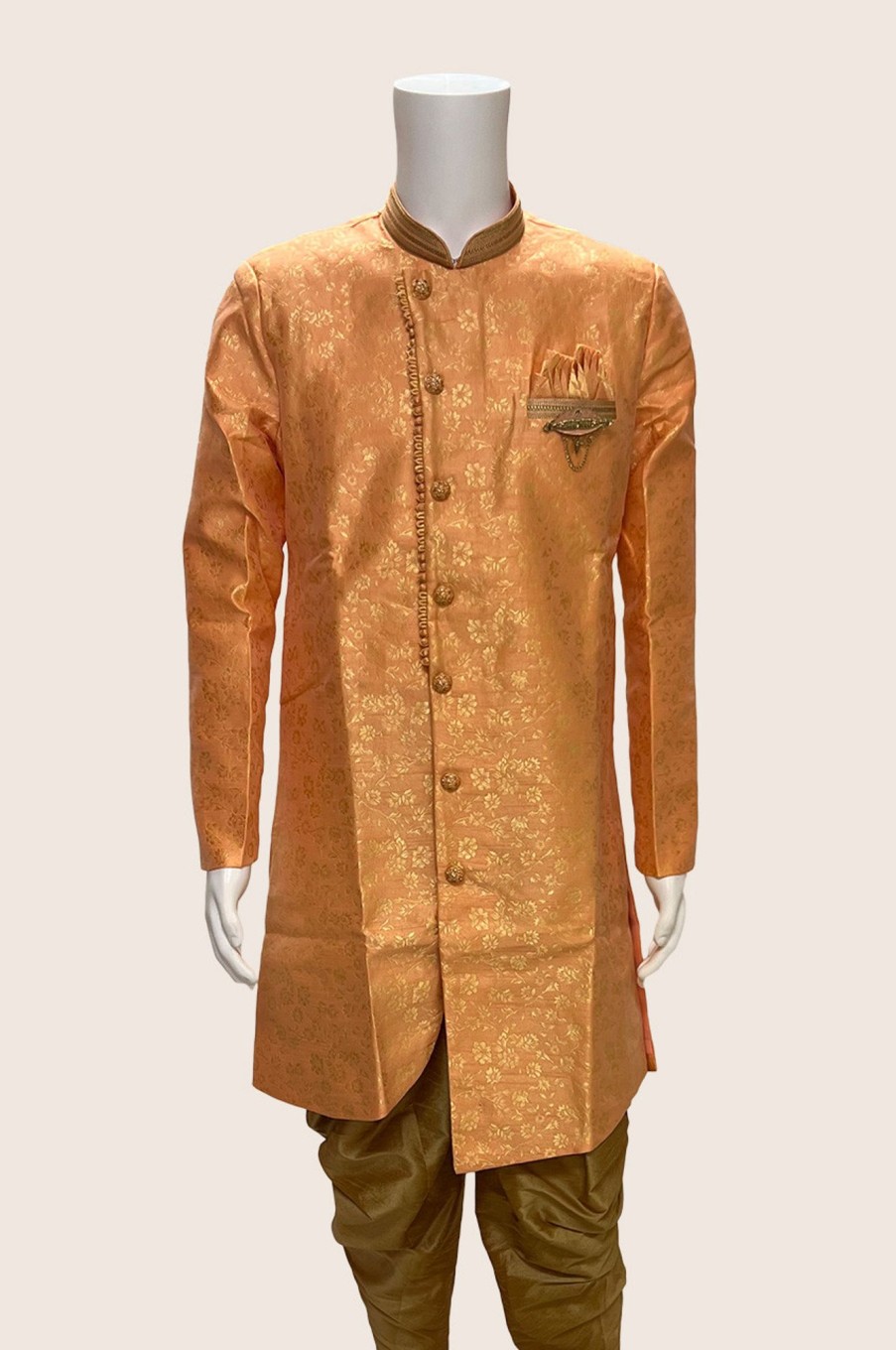 Men Palkhi | Orange Color Indo Western Jacket Suit (M0478)