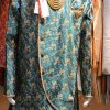 Men Palkhi | Teal And Gold Indo Western Sherwani (M0357A)