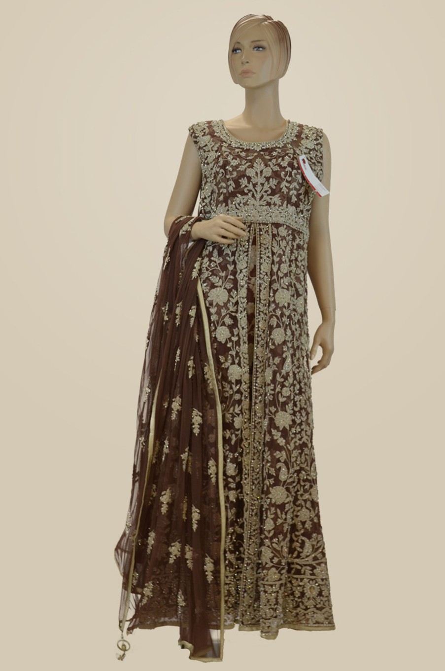 Women Palkhi | Brown Color Wedding Or Reception Wear Gown (D1035)