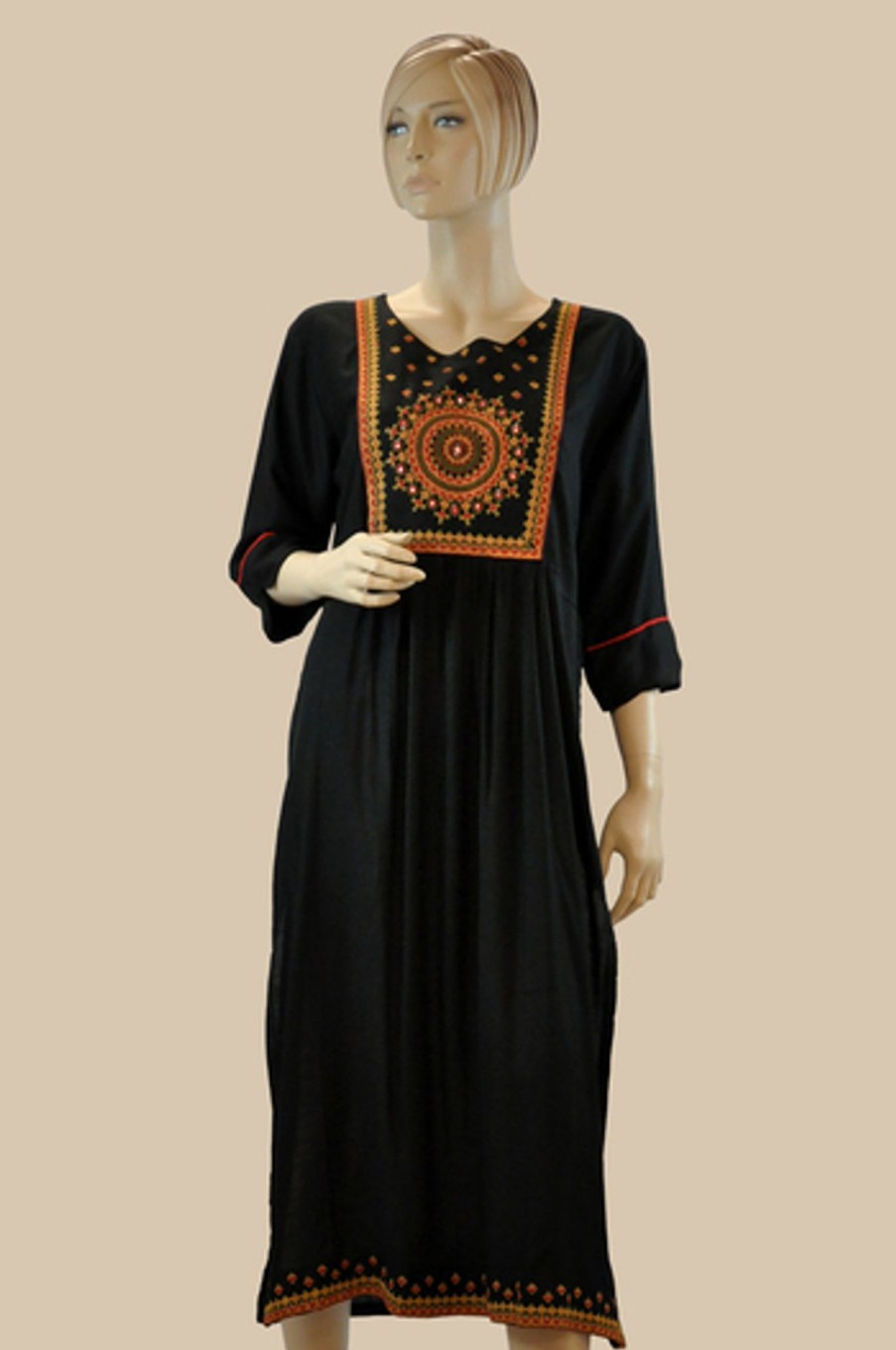 Women Palkhi | Black Color Cotton Kurti (T0206)