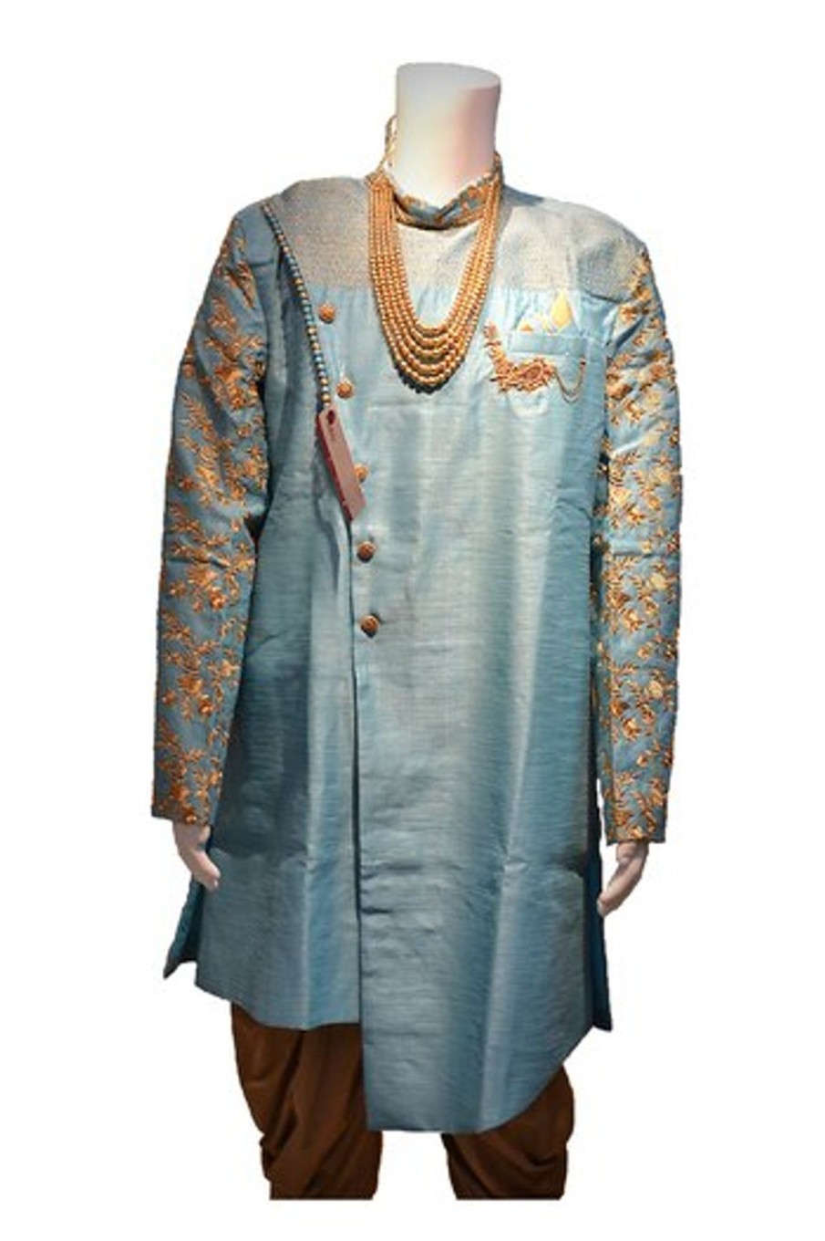 Men Palkhi | Sky Blue Indo Western Sherwani (M0349B)