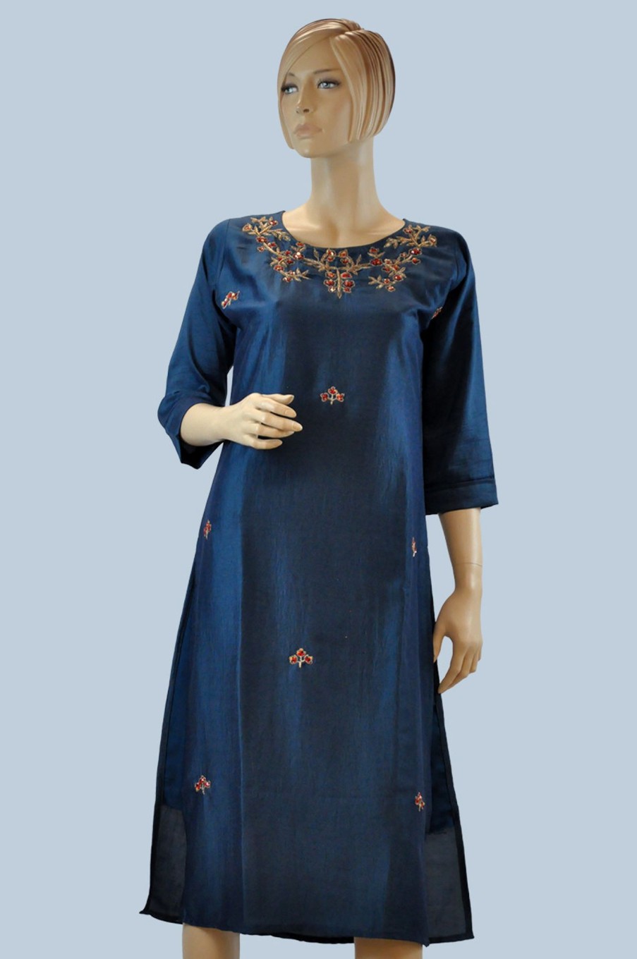 Women Palkhi | Blue Color Cotton Kurti (T0208)