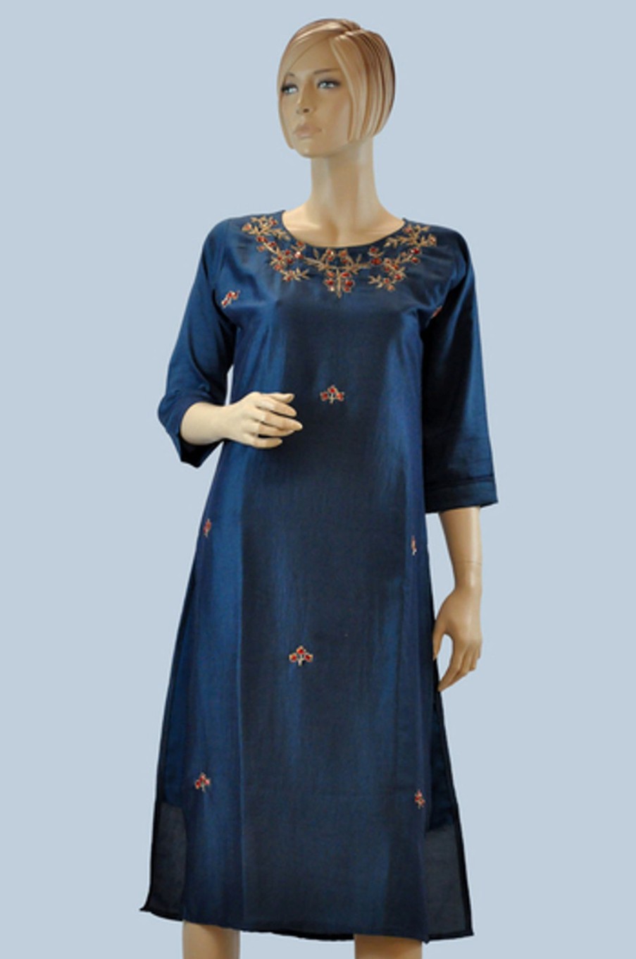 Women Palkhi | Blue Color Cotton Kurti (T0208)