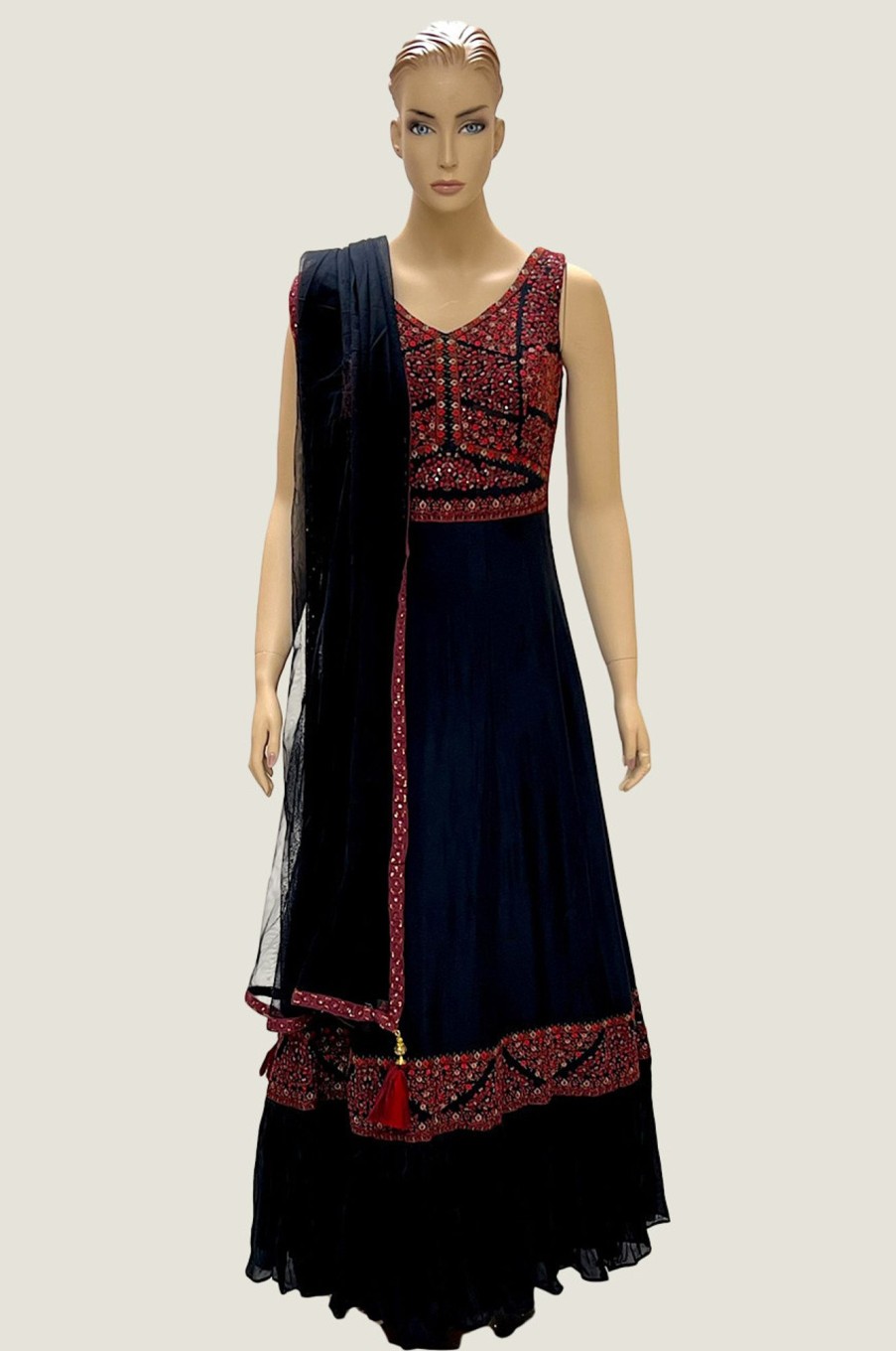 Women Palkhi | Black And Maroon Color Dress (D1306)