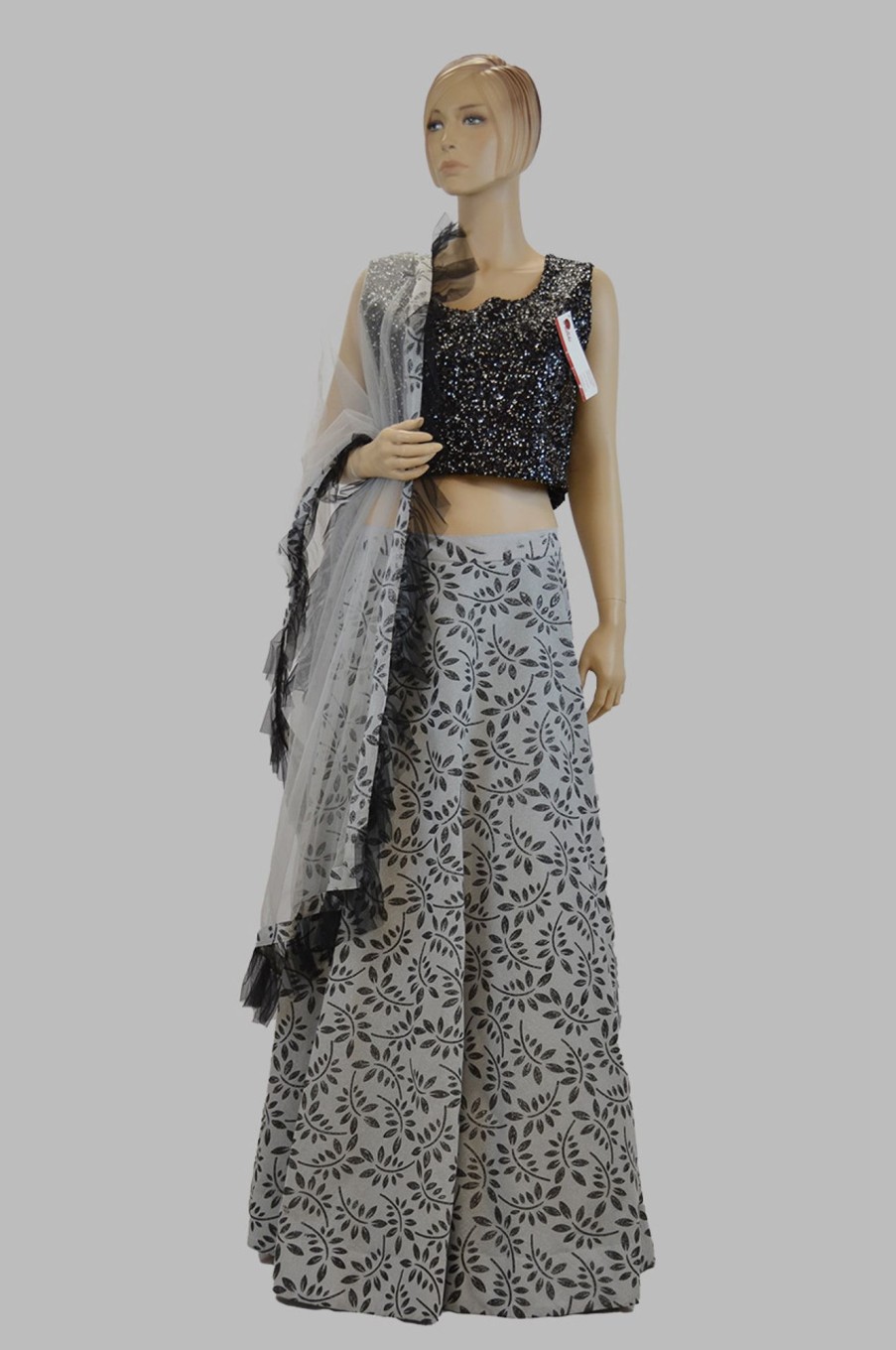 Women Palkhi | Black And Grey Lehengha Choli (D1084)