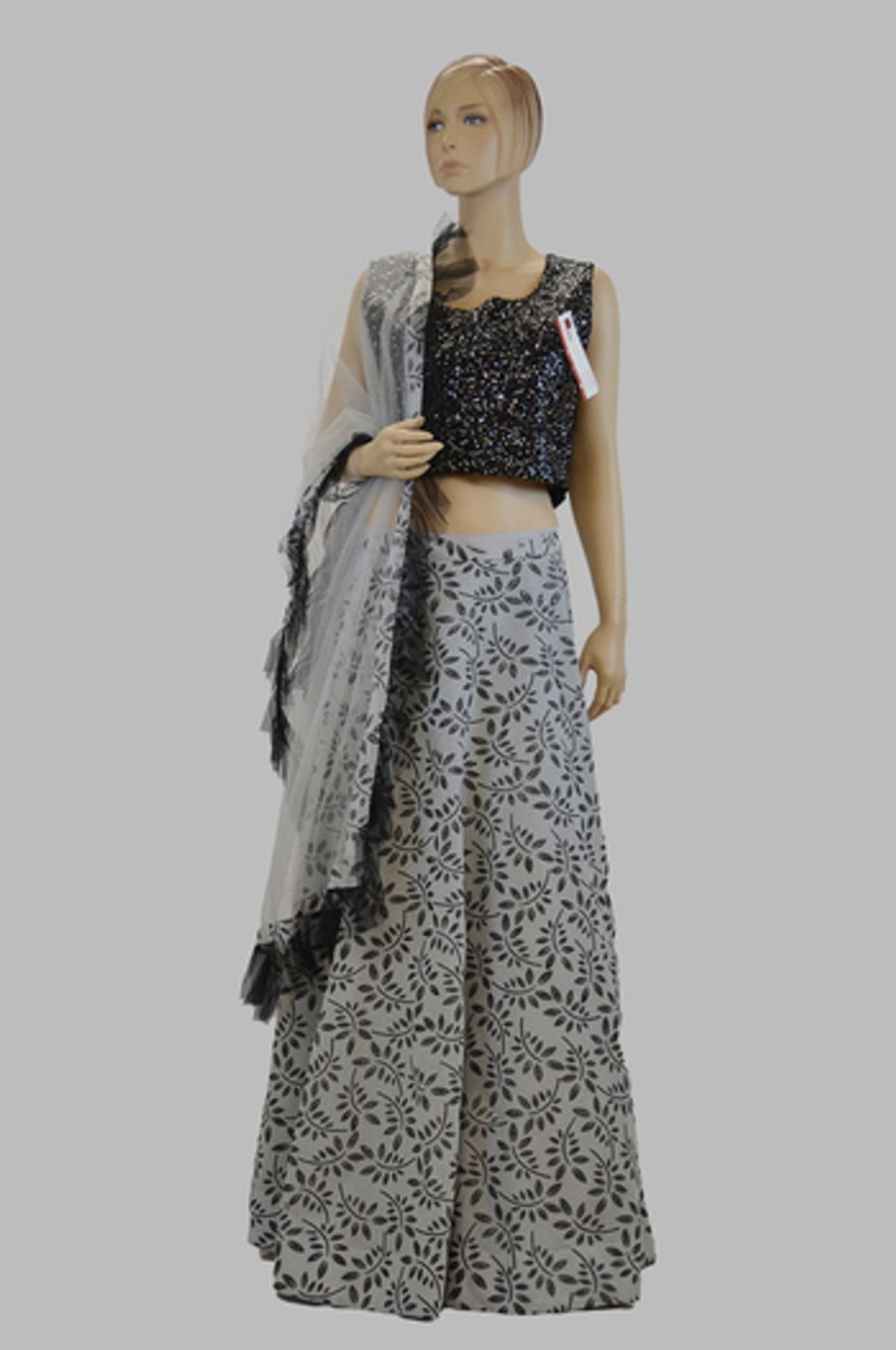 Women Palkhi | Black And Grey Lehengha Choli (D1084)