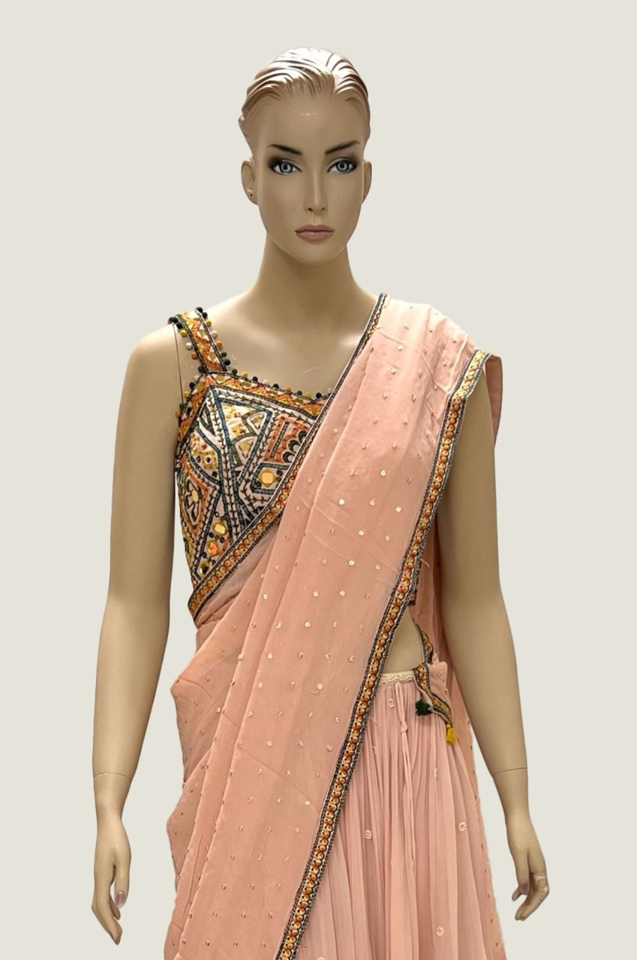 Women Palkhi | Pink And Grey Lehengha Choli (L0266)