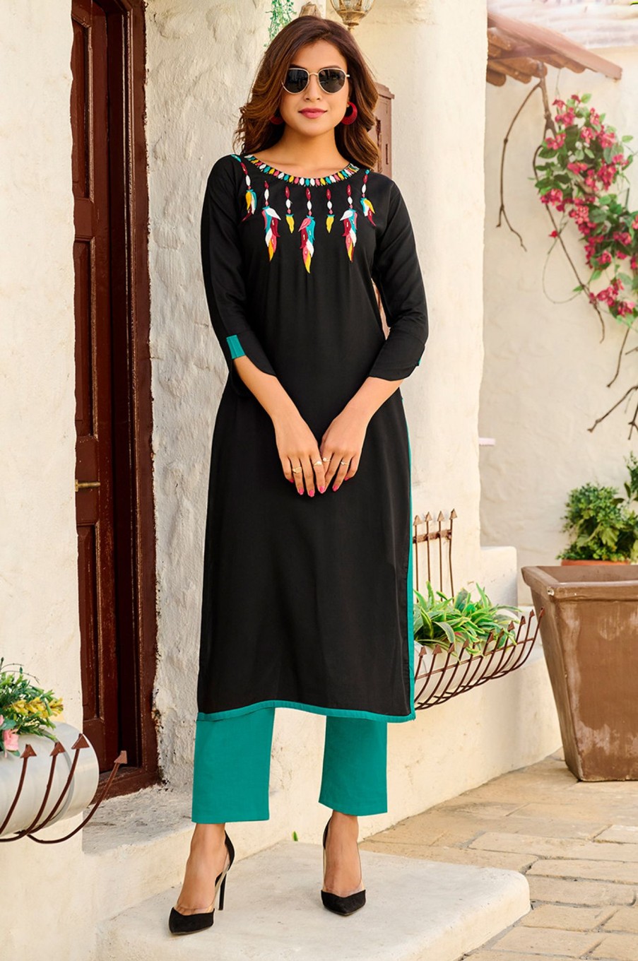 Women Palkhi | Black Color Kurti (T0268)