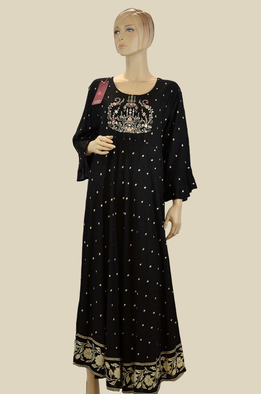 Women Palkhi | Black Color Long Kurti (T0220)