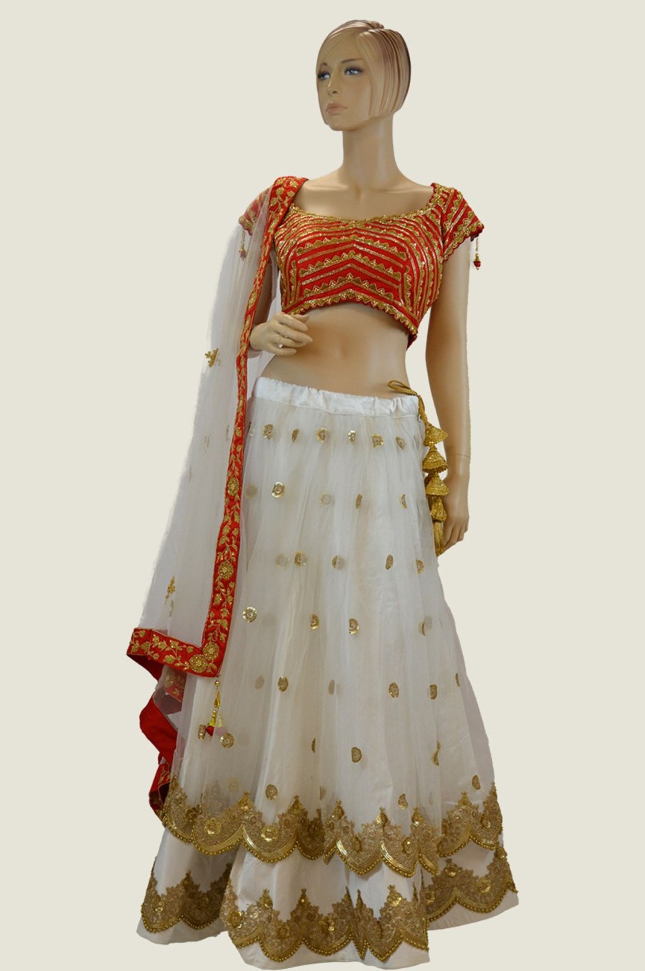 Women Palkhi | Red And White Color Lehengha Choli ( L0218)