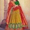 Women Palkhi | Red Green And Yellow Color Bridal Lehengha Choli (L0285)