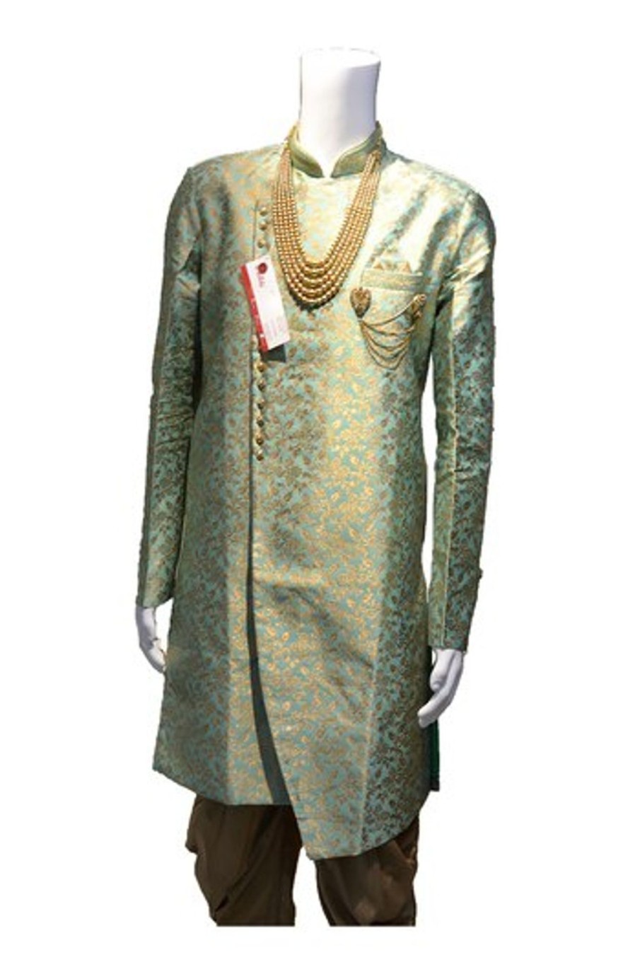 Men Palkhi | Green And Gold Sherwani (M0351B)