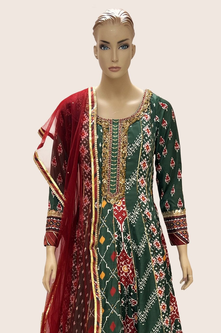 Women Palkhi | Green Color Layred Dress (D1276)