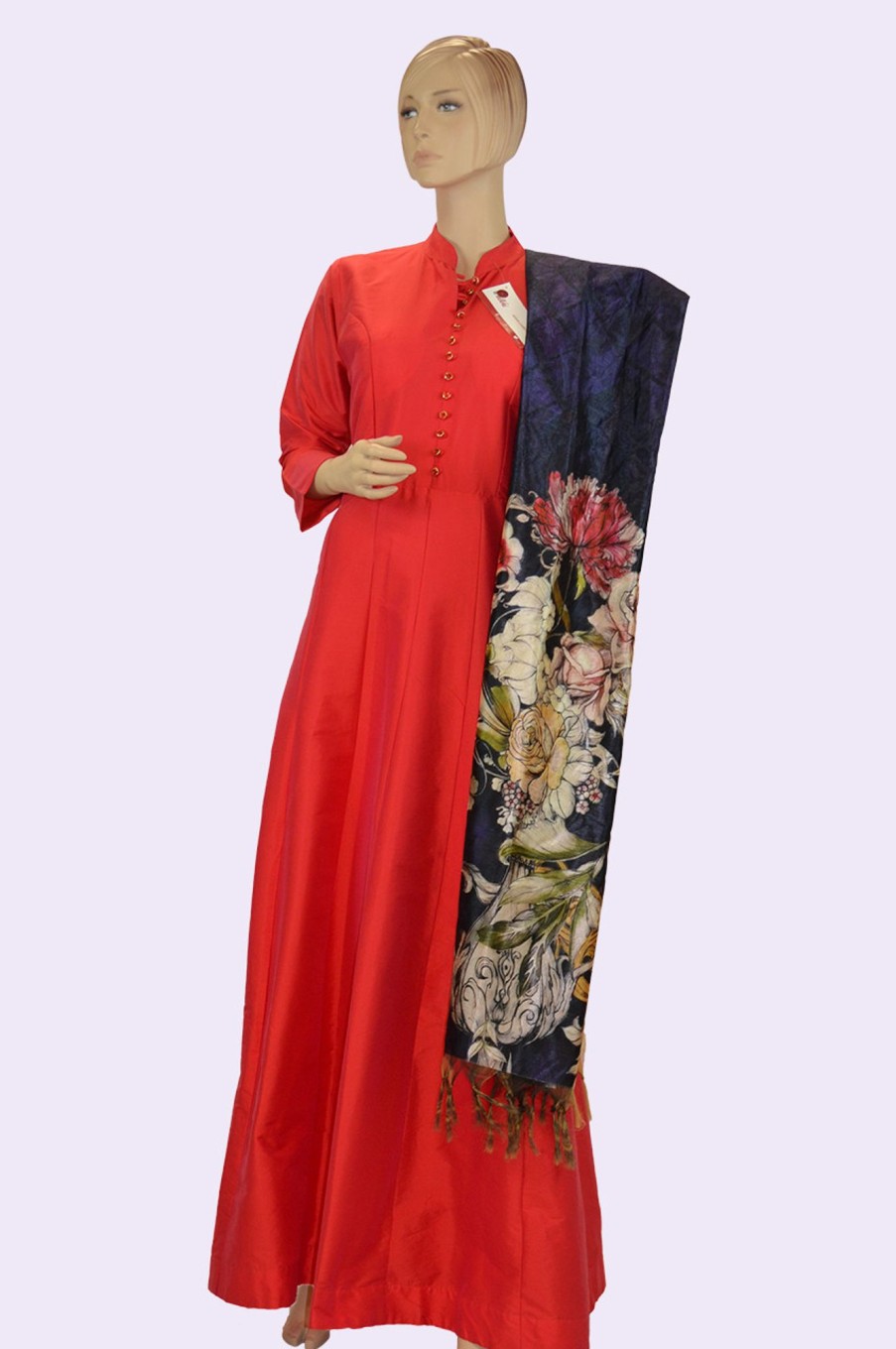 Women Palkhi | Red Long Dress With Elegant Dupatta (D0947)