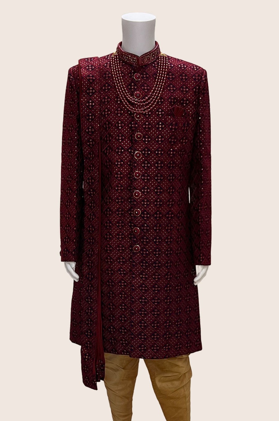 Men Palkhi | Maroon Color Sherwani (M0538)