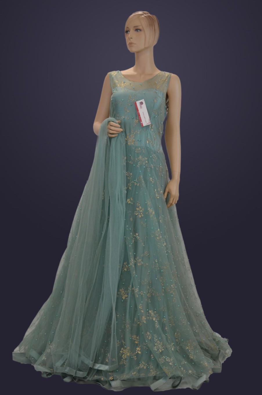 Women Palkhi | Sea Green Color Indian Gown For Wedding Reception (D1091)