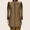 Men Palkhi | Brown And Maroon Color Wedding Sherwani (M0069)