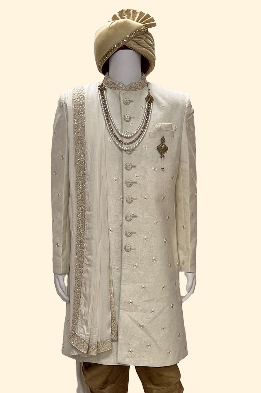 Men Palkhi | Crean Color Indo-Western Sherwani (M0513)