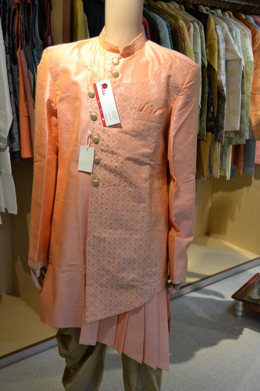 Men Palkhi | Peach Color Indo Western Sherwani (M0361)