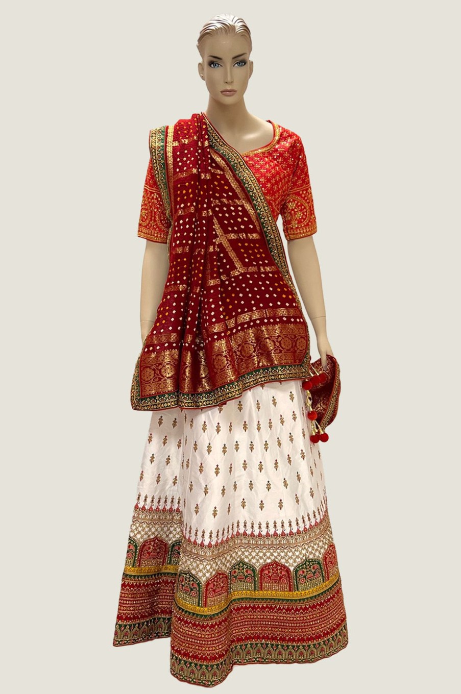 Women Palkhi | Red And White Lehengha Choli (D1364)