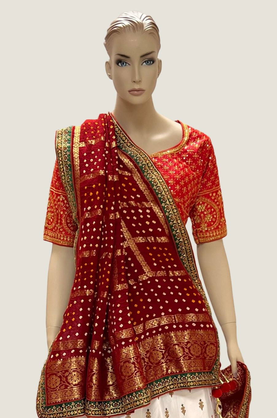 Women Palkhi | Red And White Lehengha Choli (D1364)