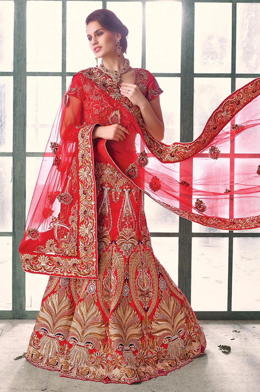 Women Palkhi | Appealing Red Lehenha (L0052)