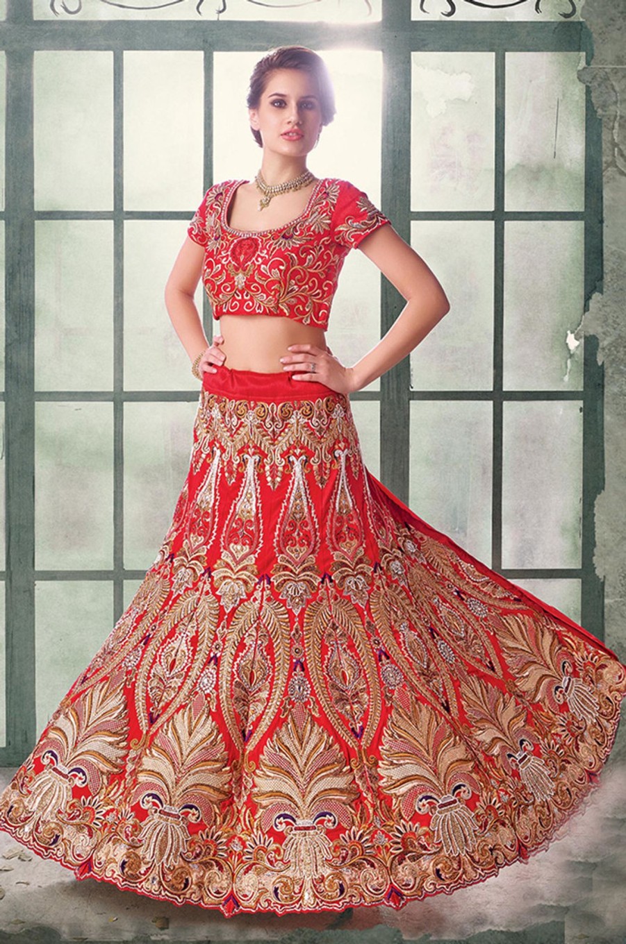 Women Palkhi | Appealing Red Lehenha (L0052)