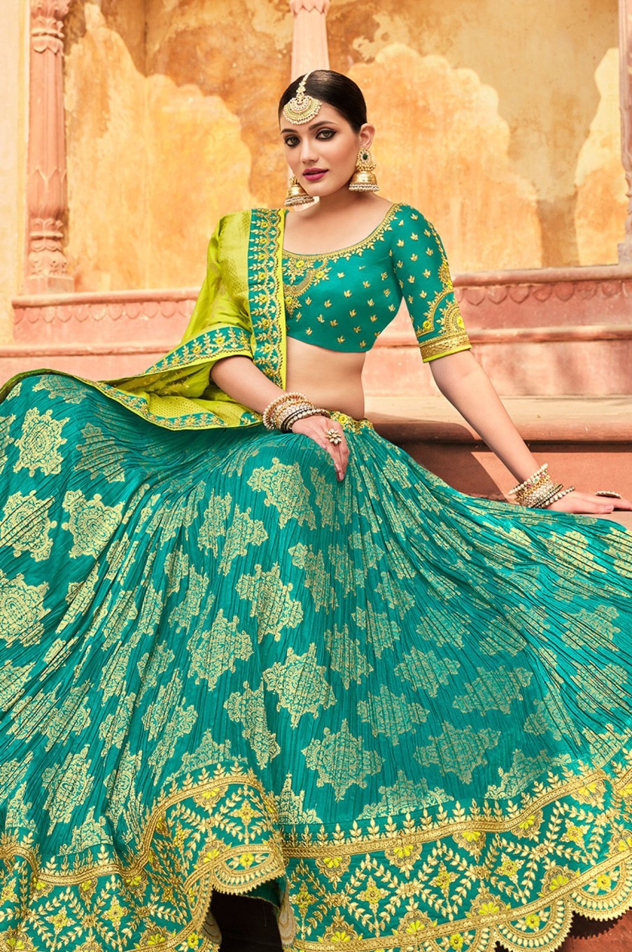 Women Palkhi | Parrot Green Lehengha Choli (L0294)