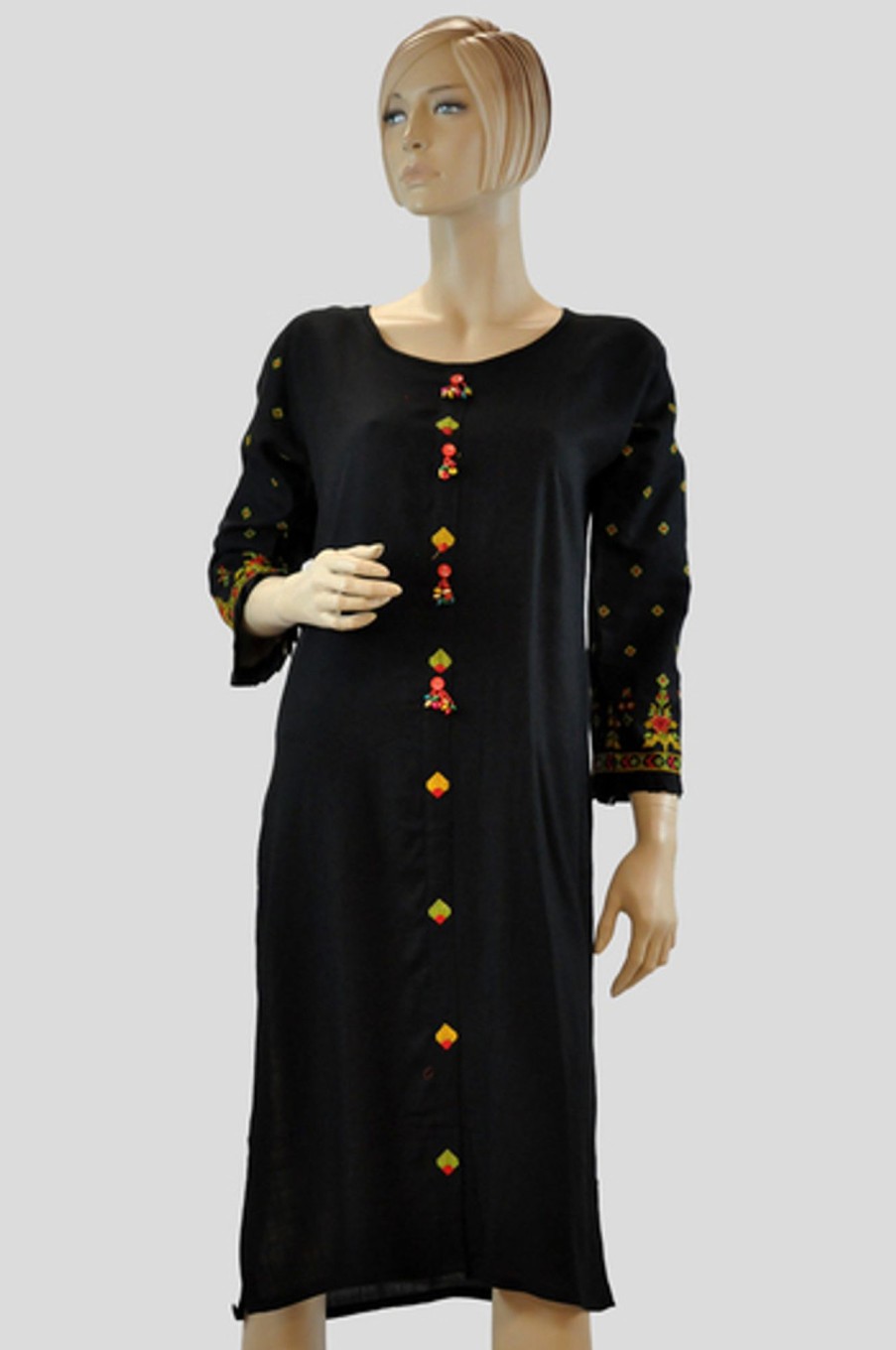 Women Palkhi | Black Color Cotton Kurti (T0196)