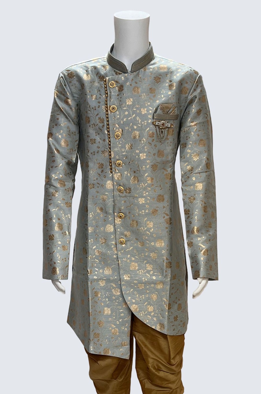 Men Palkhi | Grey Color Indo Western Jacket Suit (M0488)