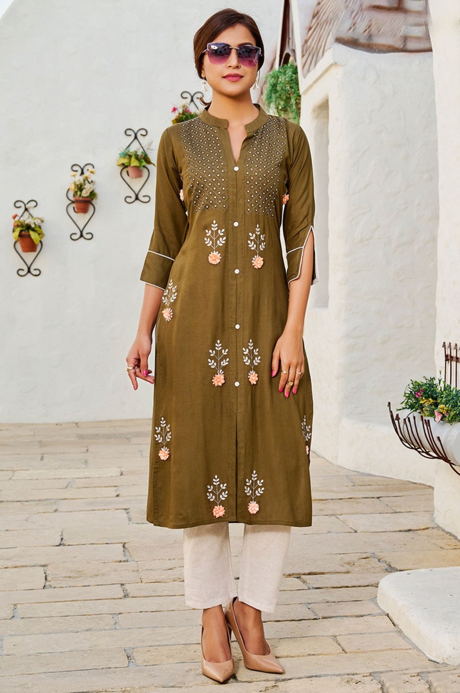 Women Palkhi | Brown Color Kurti (T0270)