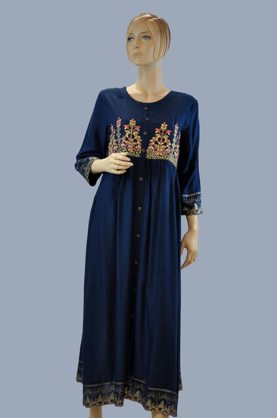 Women Palkhi | Blue Color Cotton Kurti (T0221)