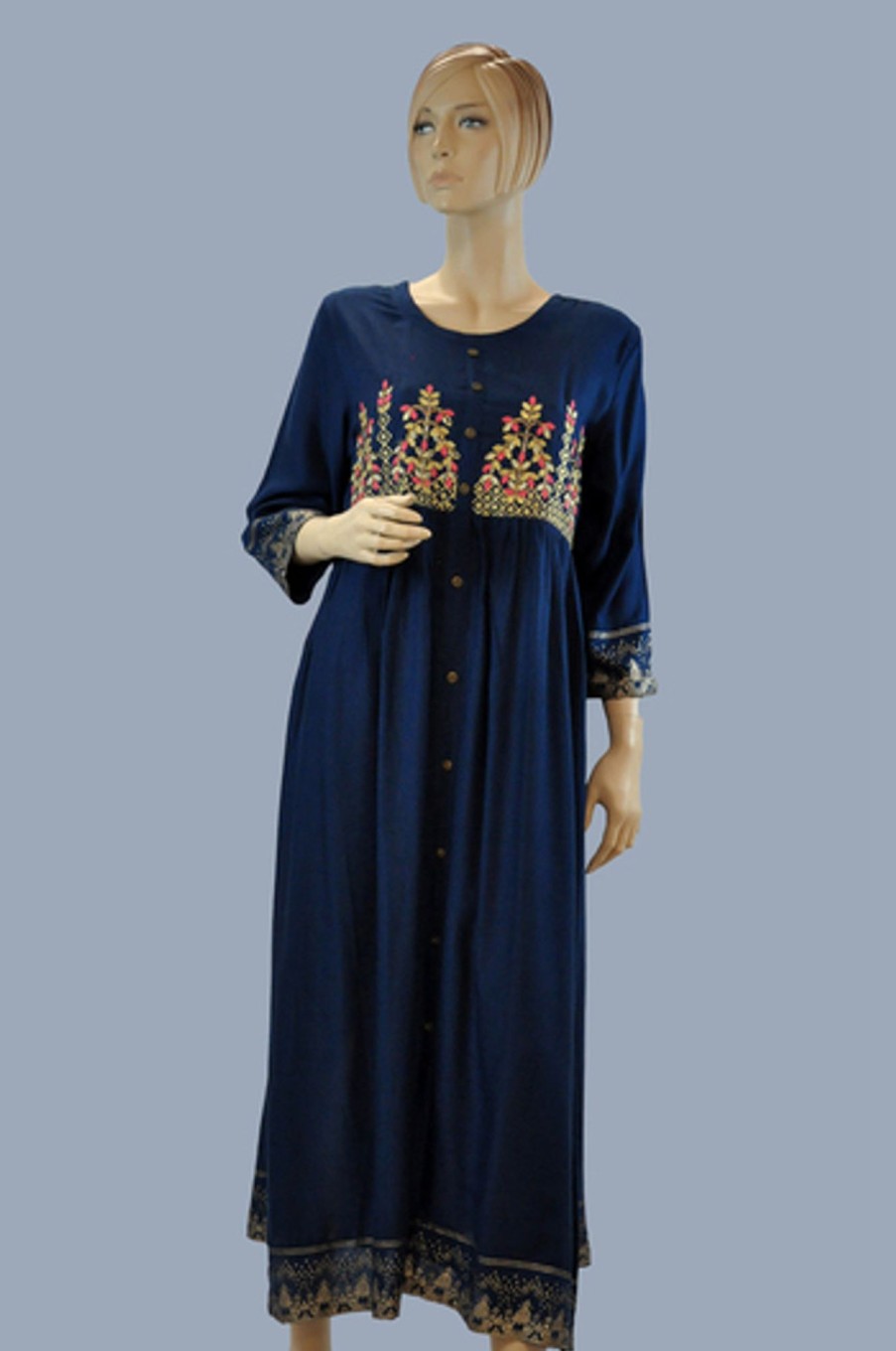 Women Palkhi | Blue Color Cotton Kurti (T0221)