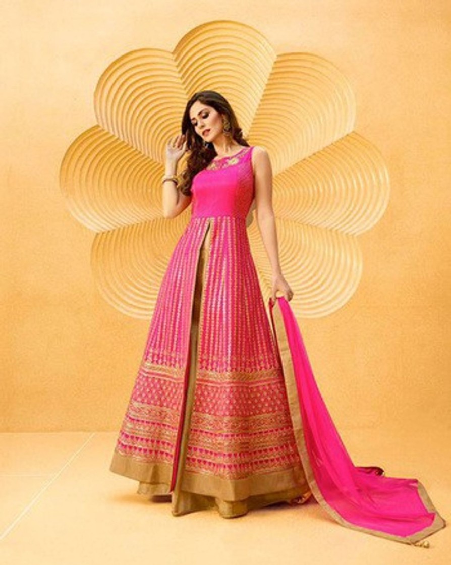 Women Palkhi | Pink Raw Silk Lehenga Suit (D0733)