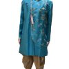 Men Palkhi | Teal Color Into-Western Sherwani (M0350)