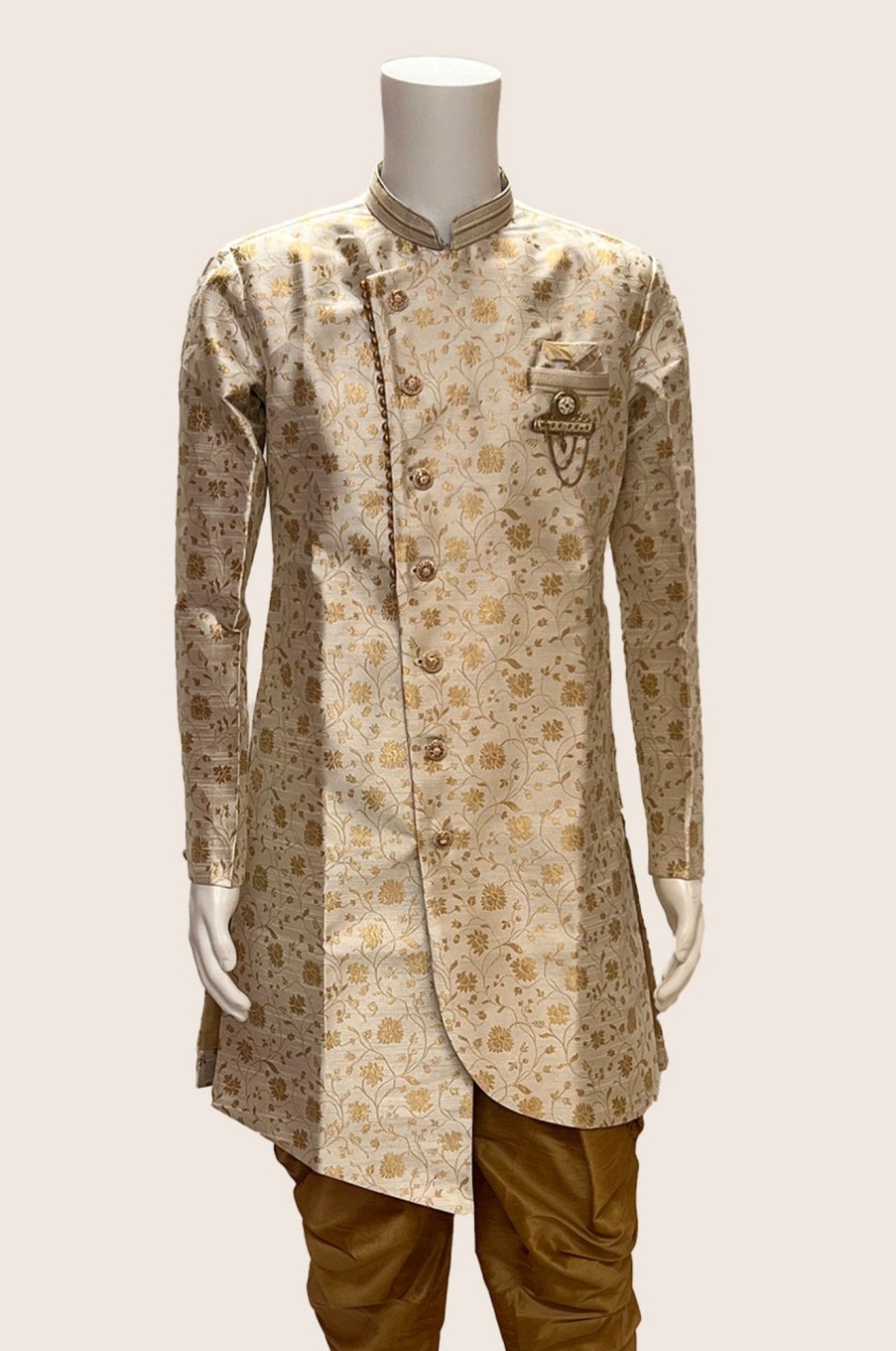 Men Palkhi | Beige Color Indo Western Jacket Suit (M0489)