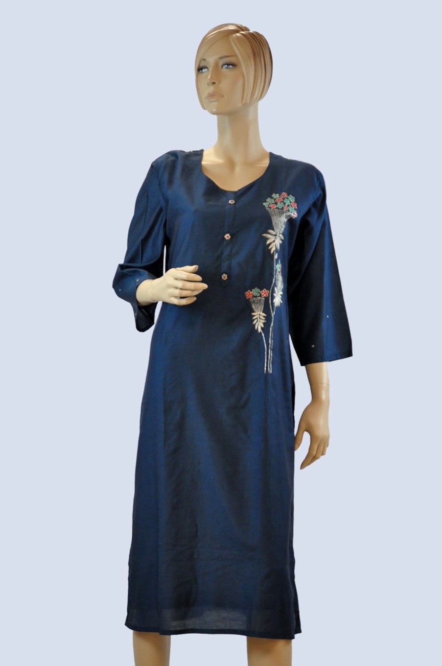 Women Palkhi | Blue Color Cotton Kurti (T0198)