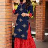 Women Palkhi | Navy Blue Color Gold Print Dress (D1127)