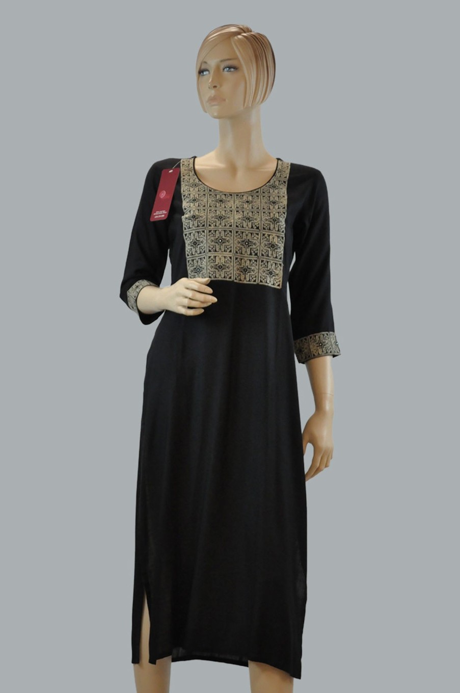 Women Palkhi | Black Color Cottom Kurti (T0218)